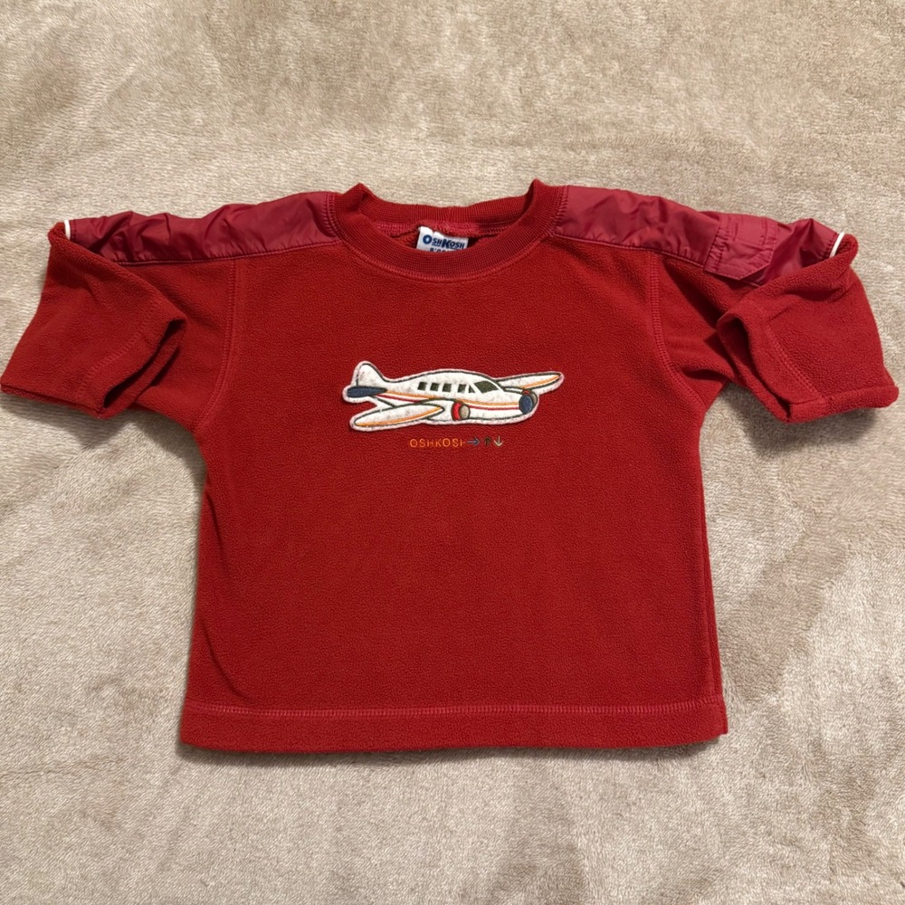 OshKosh Bgosh Kids Red Fleece Airplane Sweatshirt 24 Months